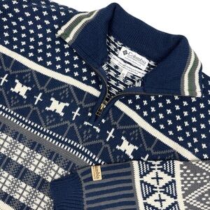 Columbia VTG 90 Sweater Size XL 1/4 Zip Multicolor Geometric Acrylic GrandpaCore